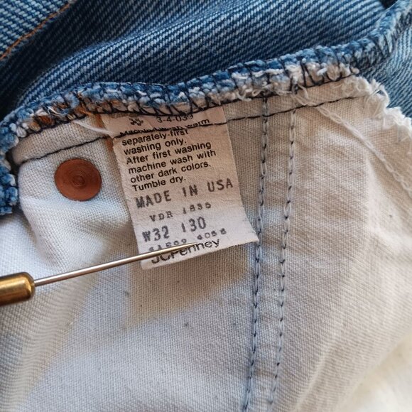 32x30 Vintage Jeans Plain Pockets Denim 1980's Bootcut Flare Hippy Boho - Picture 9 of 9